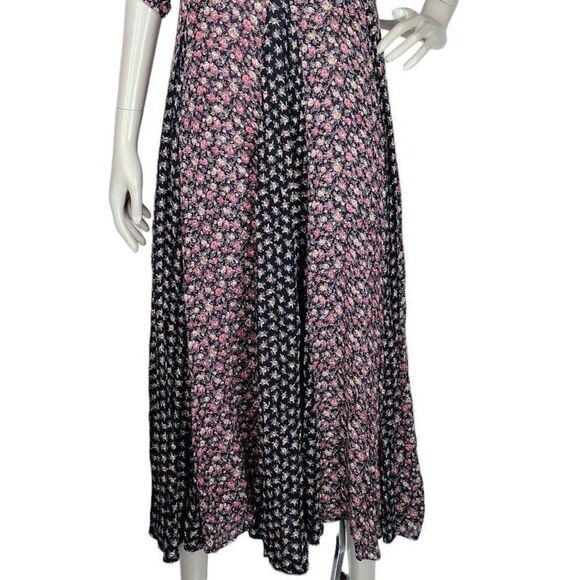 VTG 90s Nostalgia Grunge Prairie Boho Cottagecore Calico Floral Paneled Dress - Picture 7 of 9